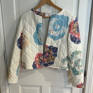 House of Harlow 1960 Floral Quilted Jacket - Cream and Blue